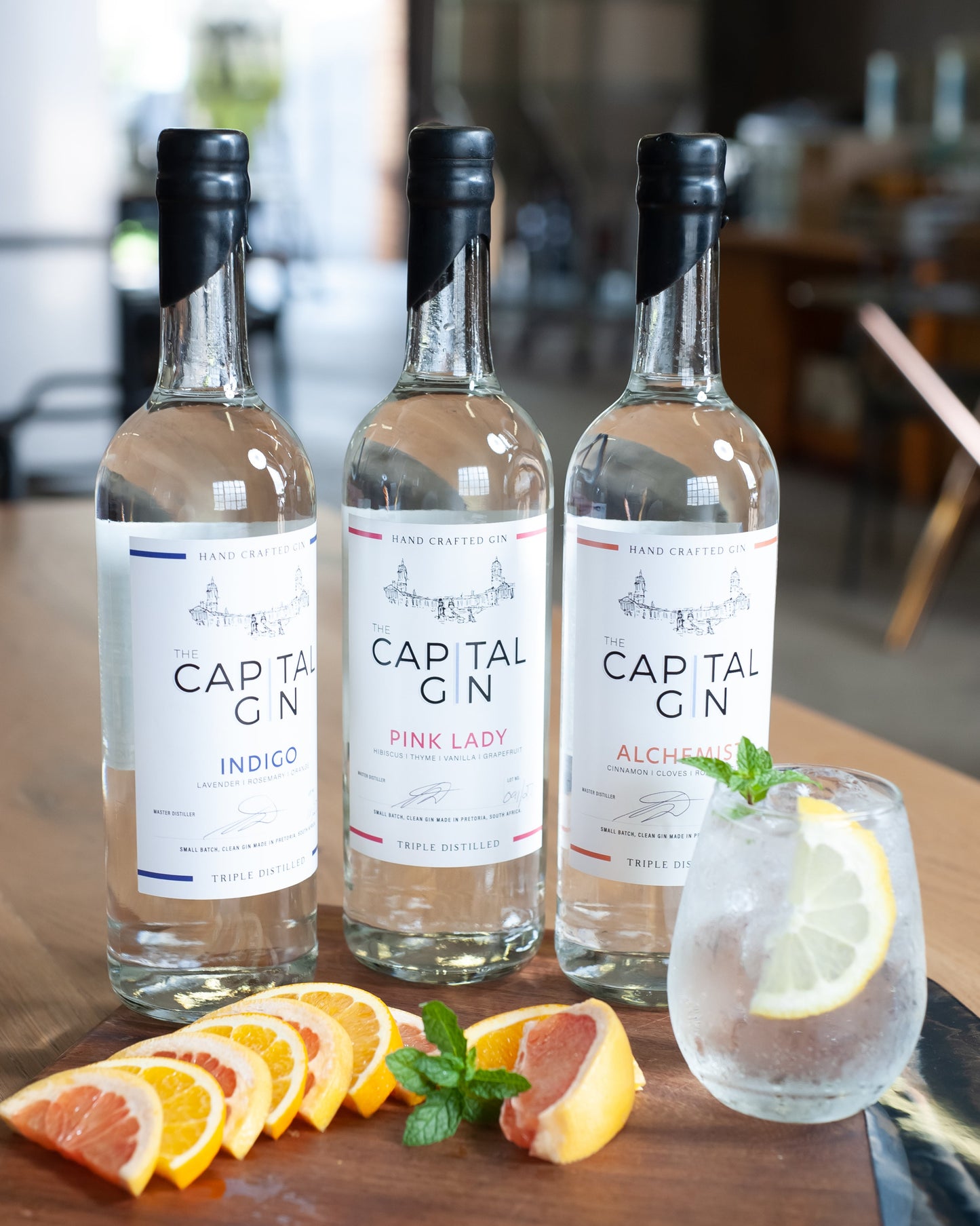 The Capital Gin trio garnish